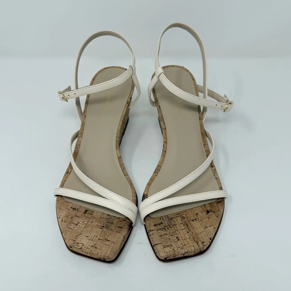 New Stuart Weitzman Oasis 50MM Wedge Sandals Seashell Sz US 8 - Picture 3 of 10
